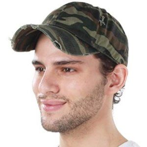 Camo Distressed Adjustable Baseball Cap